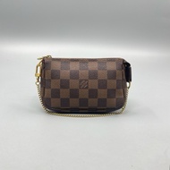 LV路易威登棋盤格小麻將鏈條手提包 銀包