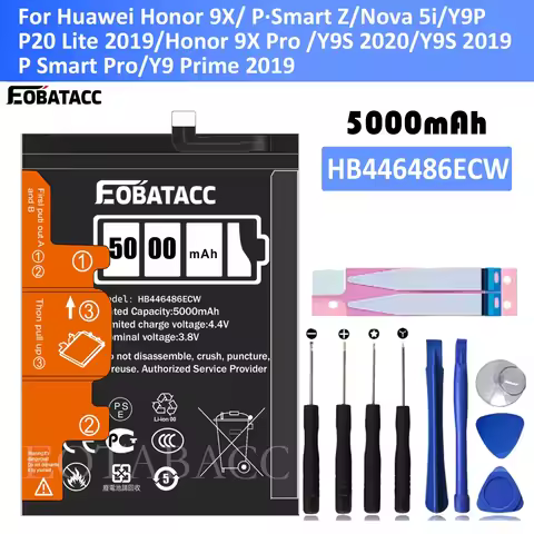 EOATABACC Brand New HB446486ECW 5000mAh Replacement Battery For HUAWEI Honor 9X/ P·Smart Z/Nova 5i /
