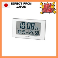 Direct From Japan Seiko clock, wall clock, alarm clock, electric wave digital calendar, comfort level, temperature and humidity display 01: white pearl, body size: 8.5 x 14.8 x 5.3cm BC402W