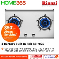 Rinnai 2 Burners Built-In Stainless Steel Hob RB-782S - FREE INSTALLATION