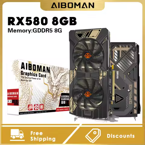 AIBOMAN Graphics card RX580 8GB GDDR5 8Pin 185W 256Bit 2048SP HDMI DP DVI Radeon AMD VGA