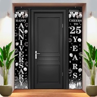 25th Wedding Anniversary Decorations Black Silver Happy 25th Anniversary Porch Sign 25th Wedding Ann
