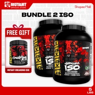 Bundle 2 Mutant Hardcore ISO Free Creatine, Whey Protein Isolate, Protein Powder,  Low Carb 5lb