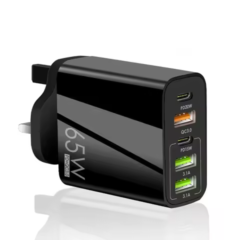 65W 5 Ports Fast Charger UK Plug PD Type C Wall Charger QC3.0 PD20W PD15W Travel Power Adapter charg