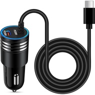 Pengecas Kereta Android 60W Super Fast Charging Type C dengan Kabel USB C Terbina Dalam 3ft untuk Sa