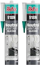 Akfix 918N Gray 100% Silicone Sealant for Kitchen and Bathroom - Solvent-Free, Low Odor, UV & Water