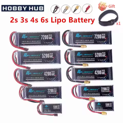 2S 3S 4S 6S Lipo Battery 7.4V 11.1V 14.8V 22.2V 1500mah 2200mAh 3000mah 4200mah 5200mah 6000mah 1040