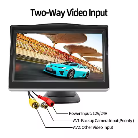 QueenDer 5 Inch AHD Car Monitor For Reverse Camera Backup Color Screen RCA Displayer Support AHD CVB