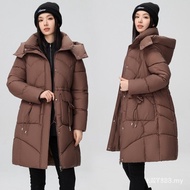 New Women's Winter Cotton Padded Hooded Jacket - Mid-Length GY9R