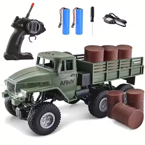 RC Military Truck 6x6 1/16 Scale 4WD All Terrain Remote Control Car for Boy Gift with Military Green