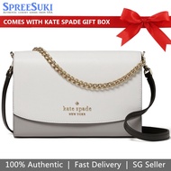 Kate Spade Handbag In Gift Box Crossbody Bag Carson Crossgrain Leather Colorblock Convertible Crossbody Grey # WKR00102