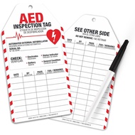 AED Inspection Tags 25 Pack, Waterproof PVC Safety Inspection Record Tags, Tear-Resistant & OSHA Com