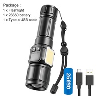 Asafee 30W LED COB Ultra Bright Outdoor Flashlight 1595 Work Safety Light Telescopic Zoom Built in B