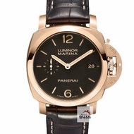 【大眾名錶】PANERAI沛納海 PAM00393 LUMINOR1950系列 2014/01 18K玫瑰金 煙草三明治面盤 底蓋裸空 G234