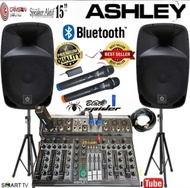 Paket Speaker 15 inch Aktif Pasif Crimson Mixer Ashley 8 Channel Audio Outdoor indoor sound system p