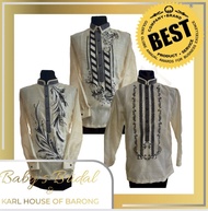 SALE！ Modern Barong Tagalog for Men Black Embroidery (Pinya Organza with Lining)