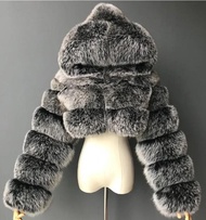 New store opening 50% discount for only three daysAutumn Furry Cropped Faux Fur Coats Womens Jacket 