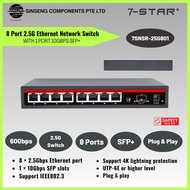 7-STAR* 8 Port 2.5G with 1 Port 10Gbps SFP+ Desktop Network Switch c/w Safety Mark DC12V 2A UK Adapt