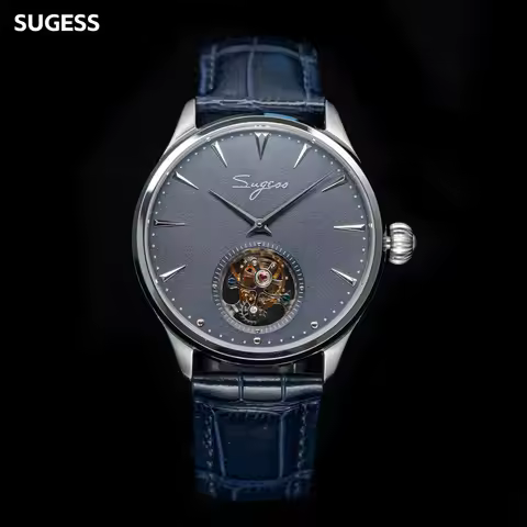 Sugess Tourbillon Watch Master Tianjin Movement ST8000 Genuine Luxury Dress WristWatches Vintage Mec