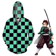 ♨ เสื้อแจ็คเก็ตเสื้อฮู้ดดี้พิมพ์ลาย Demon Slayer Kimetsu No Yaiba Anime 3D