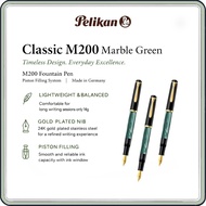Pelikan Classic M200 Marble Green Fountain Pen EF/F/M Nib Sizes Piston Fill Gold Plated Nib Made in 
