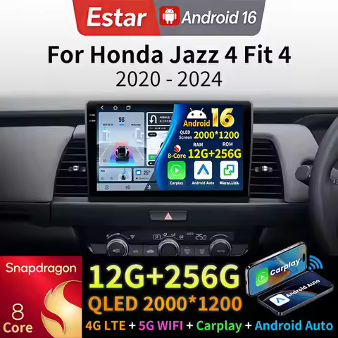 Android 16 Car Radio For Honda Jazz 4 Fit 4 GR GS GR GS 2020 - 2024 GPS Multimedia Player Navi Head 
