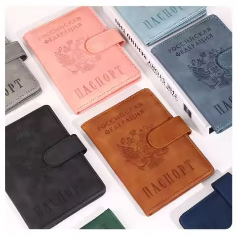 RFID Russian PU Passport Holder Travel Wallet Passport Cover Passport Case Plane Ticket Holder Id Ca