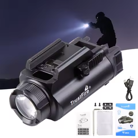 Trustfire GM35 Tactical LED Flashlights Weapon Mini Pistol Lights 1350Lumens USB Rechargeable Quick 
