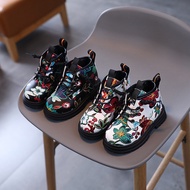 New Style Printed Martin Boots Boys Single Boots British Children Shoes Children Patent Leather Chil