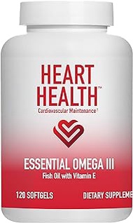 Heart Health Essential Omega III Fish Oil with Vitamin E, Helps Maintain Normal Cholesterol Levels, Healthy Blood Pressure, Supports Joint Health, Market America (120 Soft Gels)
