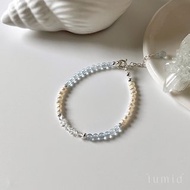 赫基蒙閃靈鑽 海藍寶 天然珍珠 / 天然水晶手鍊 設計款水晶手鍊