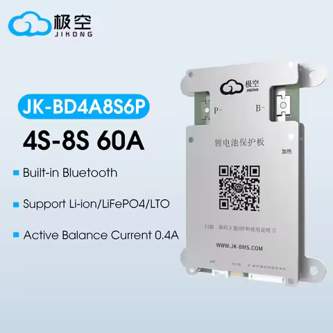 JIKONG BMS BD4A8S6P Smart BMS 60Ah 4S 5S 6S 7S 8S 12V 24V Battery WITH 0.4A ACTIVE BALANCE bms lifep