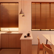 Wood-effect Venetian Blinds Office, Study, Bedroom Blackout Solid Larch Wood Blinds 2-inch Slats