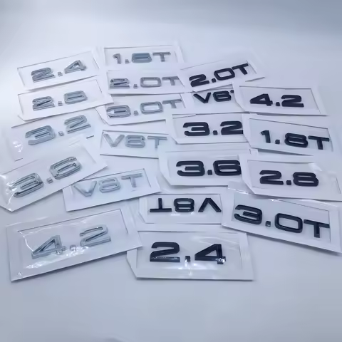 1pcs ABS Rear Trunk Emblem Logo Badge Sticker Car Displacement Bright for Audi 1.8T 2.0T 3.0T V6T V8