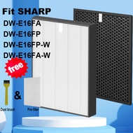 Fits For Sharp Models DW-E16FA DW-E16FP-W DW-E16FA-W Compatible Replacement Hepa and Deodorizing Fil