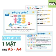 Reading - Writing - Comparison set with 3 numbers (numbers up to 1000) - Peel-and-stick learning mat