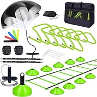 Syhood Agility Training Equipment Set Include 20ft Agility Ladders Agility Hurdles Soccer Cones Jump Rope Resistance Bands Resistance Parachute Speed Football Training Equipment for Youth Kid