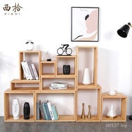 Free Solid Wood Floor Living Room 0J Bookshelf Shelf Display Simple Storage Rack Lattice Cabinet Com