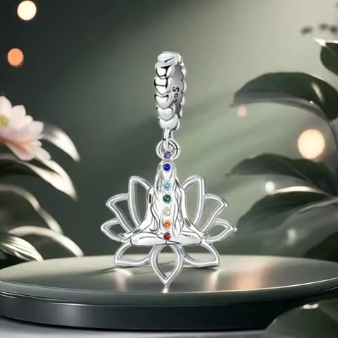 7 Chakras Padmasana Pendant for Women Fashion Ornament Lotus Flower Personalized Exquisite Jewelry Y