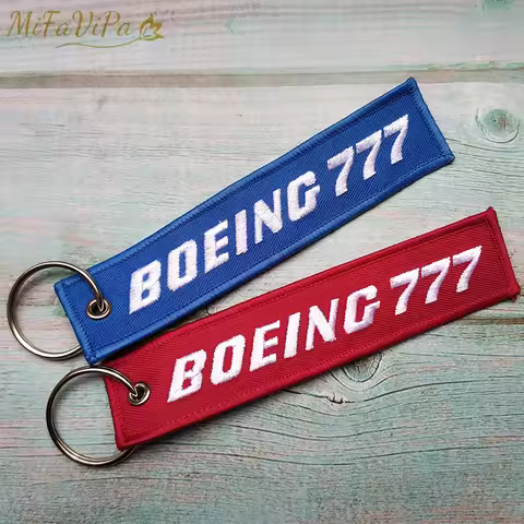 2 PCS Boeing 777 Keychain Phone With Blue Embroidery Aviation Red Keychain Men Flight Crew Luggage T