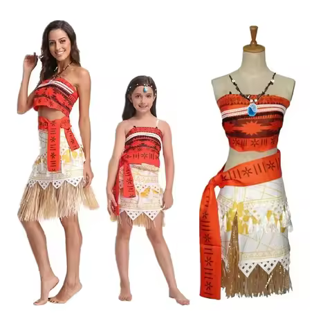2026 Anime Vaiana Moana princesse Costume robe océan Maui Moana robe Mao collier filles adultes Hall