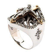 純銀哥特十字架盾形戒指