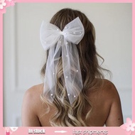 YOI Pearls Headpiece Veil Hair Clip Bride Headwear Hair Clip Gorgeous Veil Bows Hair Clip for School