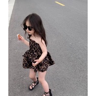 Girls' Summer 2023 New Designer Sweet and Spicy Leopard Print Dress Tube Top