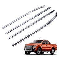 คิ้วขอบกระจก 4 ประตู สีโครเมี่ยม สำหรับ Ford Ranger T6 Hi-Rider Wildtrak ปี 2012-2015