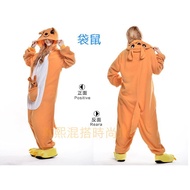 Kangaroo Modeling Pajamas (without Shoes) Shape Cartoon Sleepwear Winter Warm Fleece Couple