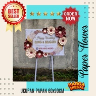 papan bunga kertas happy wedding,karangan bunga kertas paper flower