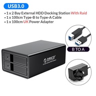 ORICO 95 Series 2 Bay 3.5 USB3.0ไปยัง SATA พร้อม RAID HDD Docking Station อลูมิเนียม HDD Enclosure 3