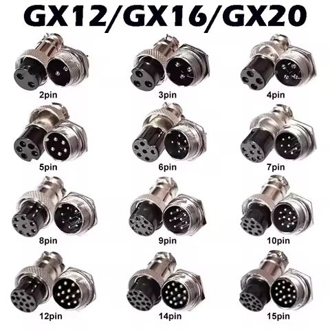 5/10/100Sets GX12 GX16 GX20 Aviation Connector 2 3 4 5 6 7 8 9 10 12 14 15 Pin Male Female Docking C