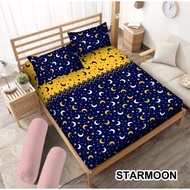 sprei set sudut karet no 4 90x200x15  single 120x200 starmoon kombinasi I sprei resleting